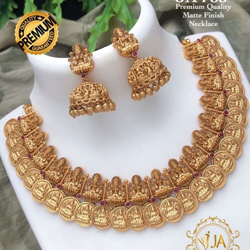 Indian Choker Temple Necklace Set 