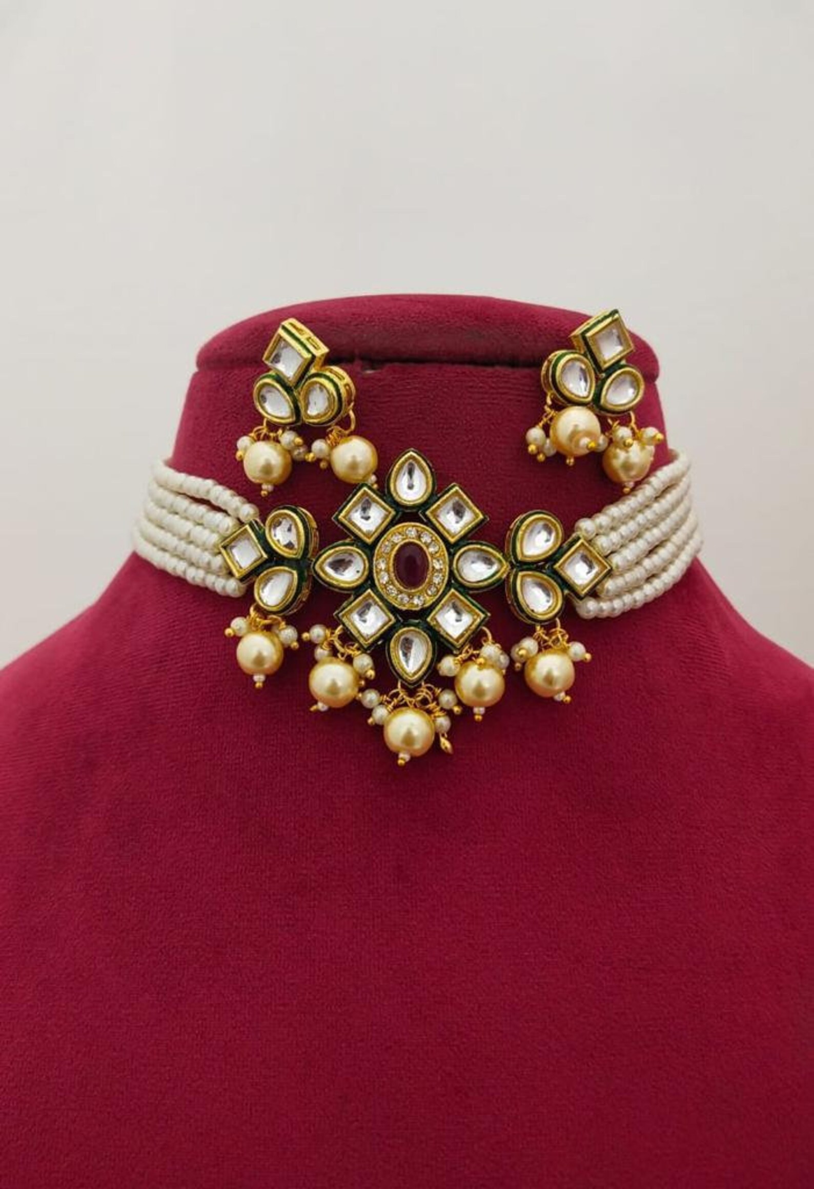 Kundan Choker Necklace Indian Choker Necklace Set for Women Etsy