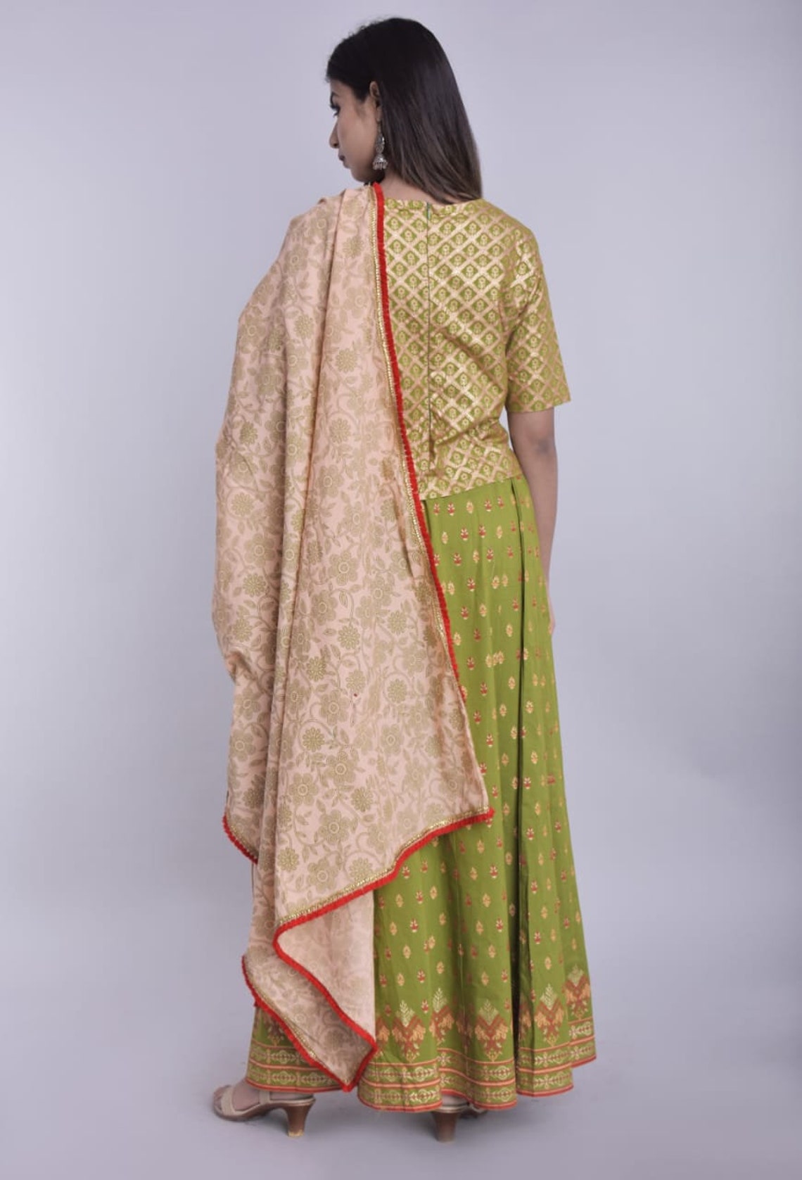 green colour ka ghagra