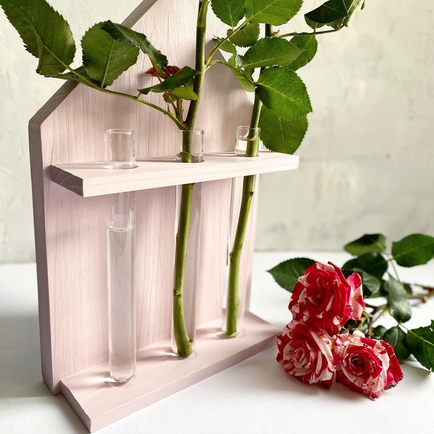 Flower Vase made of wood and glass. Test Tube flower vase Bud Etsy