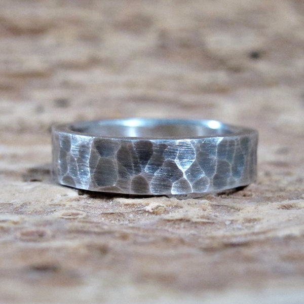 Viking ring wedding rustic band hammered