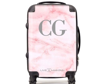 marble effect cabin suitcase
