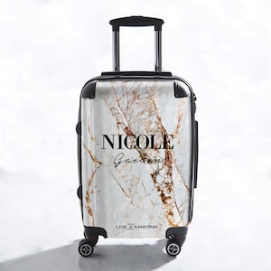 Personalised Cracked Marble Name Suitcase | Cabin Suitcase | Custom Suitcase | Marble Suitcase | Custom Luggage | Personalize Luggage