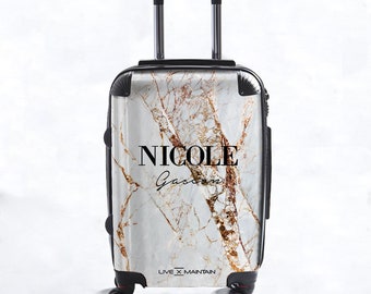 Personalised Cracked Marble Name Suitcase | Cabin Suitcase | Custom Suitcase | Marble Suitcase | Custom Luggage | Personalize Luggage