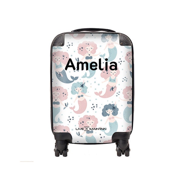Personalised Kids Suitcase Mermaids Name | Cabin Suitcase | Custom Suitcase | Children's Suitcase | Luggage | Personalized Luggage