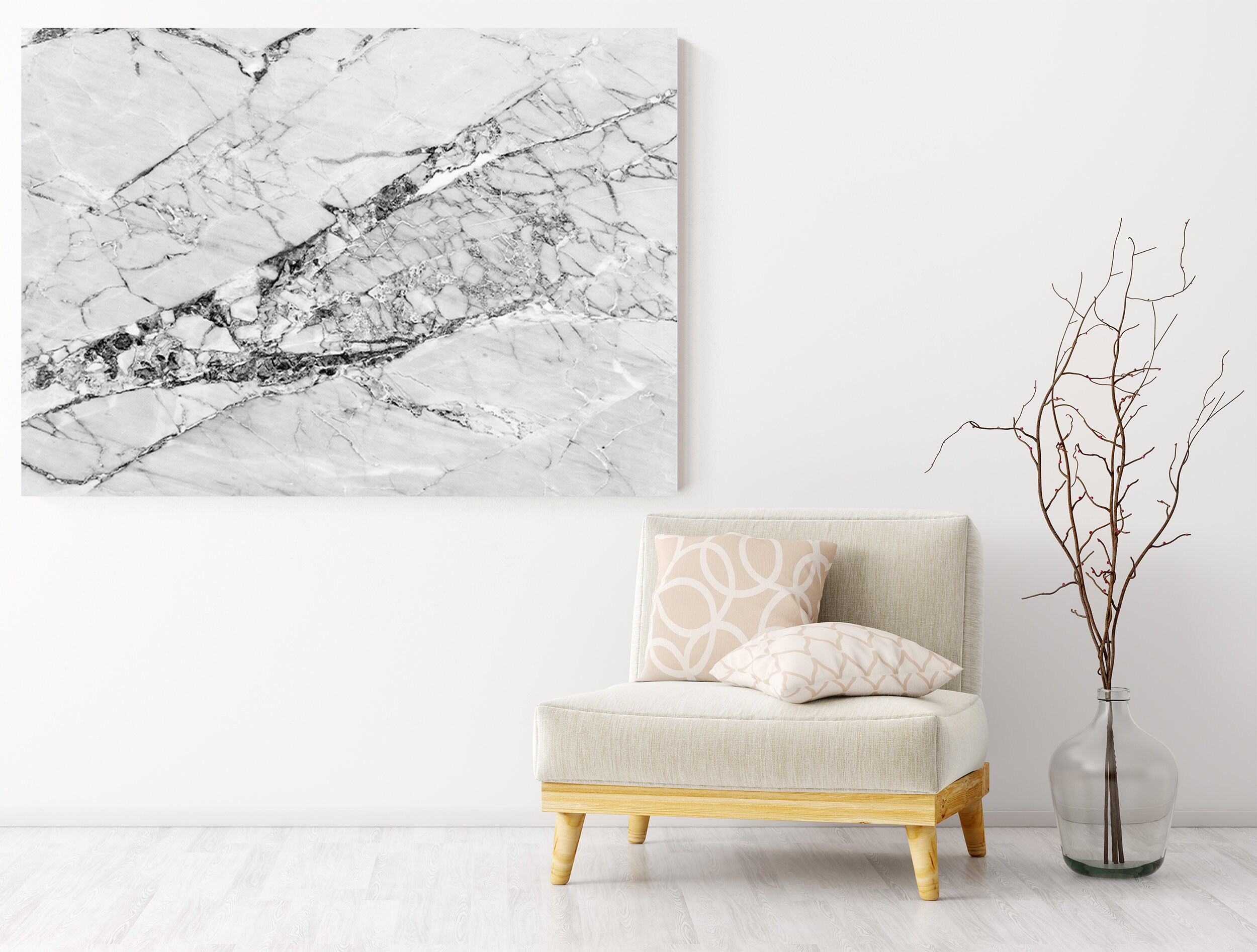 Cracked White Marble Art Canvas Marble Wall Art Abstract Etsy