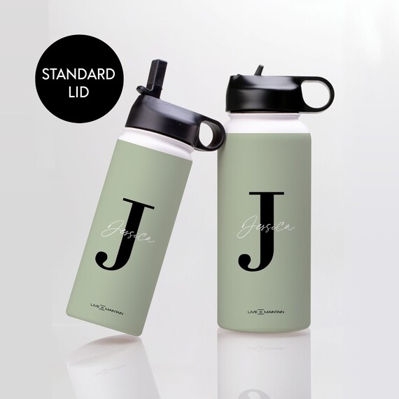 32oz Insulated Water Bottles with Matching Straw Lid and Rubber Boot - Sage