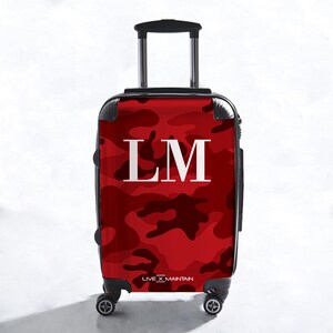 Personalisierte Rot Camouflage Initialen Koffer | Benutzerdefinierte Koffer | Marmor Koffer | Individuelles Gepäck |Reisen Personalisiertes Gepäck