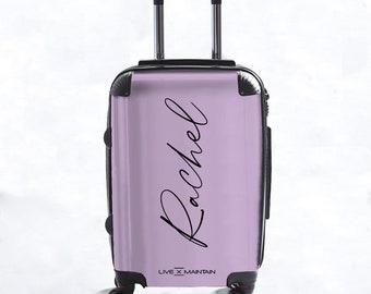 Personalised Purple Name Suitcase | Cabin Suitcase | Custom Suitcase | Marble Suitcase | Custom Luggage |Travel | Personalized Luggage