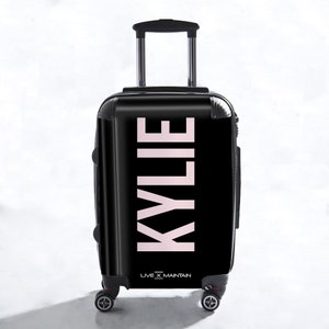 Personalised Name Black Suitcase | Cabin Suitcase | Custom Suitcase | Marble Suitcase | Custom Luggage | Carry-on | Personalized Luggage