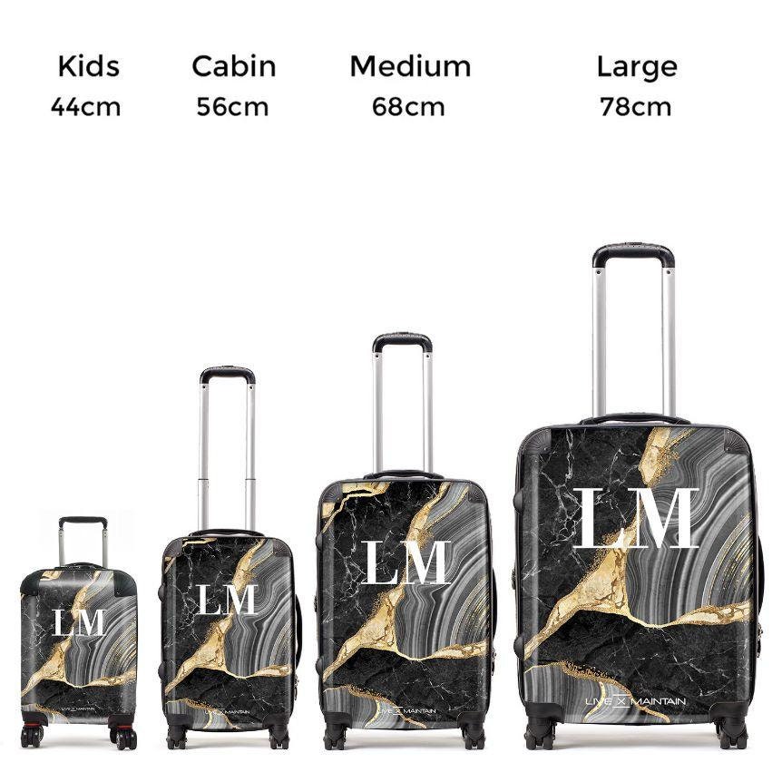 Personalised Black and Gold Marble Initial Suitcase Cabin Etsy
