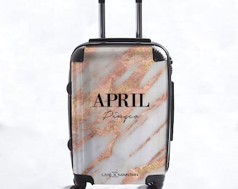 Personalisierter Aprilia-Marmor-Namenskoffer | Kabinenkoffer | Maßgeschneiderter Koffer | Marmorkoffer | Maßgeschneidertes Gepäck | Reisegepäck