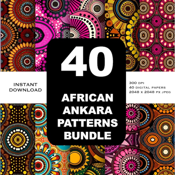 40 Huge Bundle Ankara African digital paper | African  Wax Fabric | Scrapbook | High Res Backgrounds |  Pattern textures | instant download