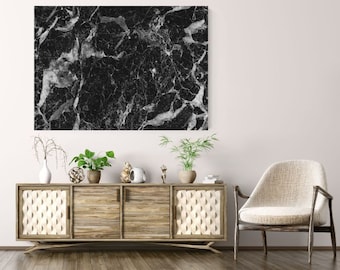 Black Stone Marble Art Canvas | Marble Wall Art | Abstract Marble Canvas Art Print | Black Stone Marble Marble Wall Decor | Large Wall Art