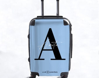 Personalised Baby Blue Name Suitcase | Cabin Suitcase | Custom Suitcase | Marble Suitcase | Custom Luggage |Travel | Personalized Luggage