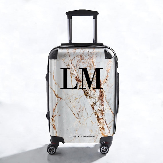 Valigia personalizzata con iniziali in marmo incrinato / - Etsy Italia