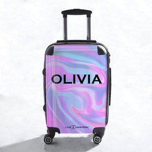 Personalised Luxe Blue Name Suitcase | Cabin suitcase | Custom | Marble Suitcase | Custom Luggage| Personalized Luggage