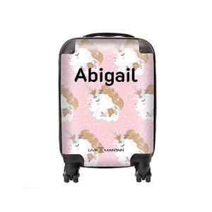 Personalised Kids Suitcase Pink Unicorn Name | Cabin Suitcase | Custom Suitcase | Children's Suitcase | Luggage | Personalized Luggage