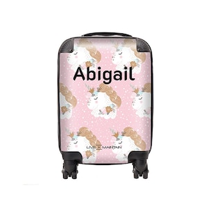 Kinderkoffer Pink Einhorn Name personalisiert | Cabochon Koffer | Benutzerdefinierte Koffer | Kinderkoffer | Gepäck | Personalisiertes Gepäck
