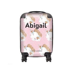 Personalised Kids Suitcase Pink Unicorn Name | Cabin Suitcase | Custom Suitcase | Children's Suitcase | Luggage | Personalized Luggage