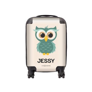 Personalisierte Kinder Grüne Eule Name | Cabochon Koffer | Benutzerdefinierte Koffer | Kinderkoffer | Gepäck | Personalisiertes Gepäck