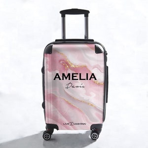 Valigia personalizzata con nome in marmo rosa Luxe / valigia da cabina / valigia personalizzata / in marmo / bagaglio personalizzato / bagaglio personalizzato