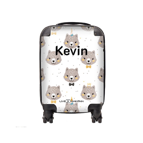 Personalised Kids Suitcase Dog Faces Name | Cabin Suitcase | Custom Suitcase | Children's Suitcase | Luggage | Personalized Luggage