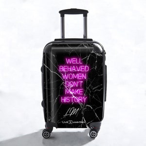 Personalised Well Behaved Women Suitcase | Cabin Suitcase | Custom Suitcase | Marble Suitcase | Custom Luggage | Personalized Luggage