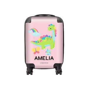 Personalisierte Kinder Regenbogen Dinosaurier Name | Cabochon Koffer | Benutzerdefinierte Koffer | Kinderkoffer | Gepäck | Personalisiertes Gepäck