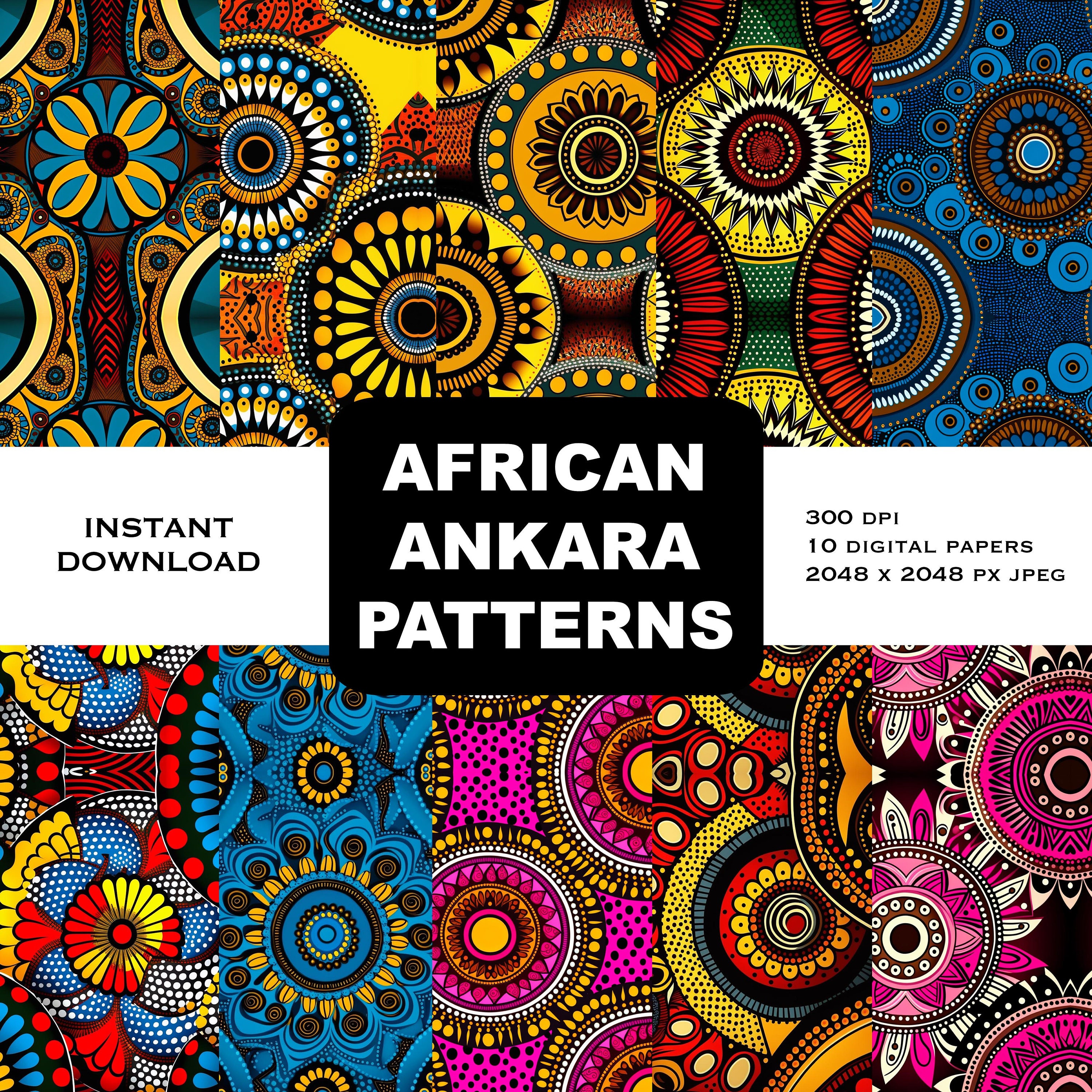 African Pattern Paper 10 Ankara African Digital Paper | African Wax Fabric | Scrapbook | High ...