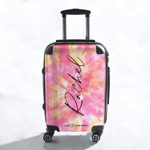 Personalised Tie Dye Name Suitcase | Cabin Suitcase | Custom Suitcase | Marble Suitcase | Custom Luggage |Travel | Personalized Luggage