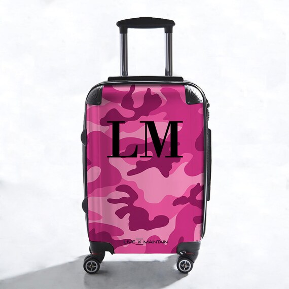 PINK camo rolling luggage