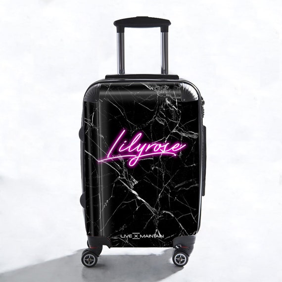 Personalised Black Marble Neon Suitcase Cabin Suitcase Custom Suitcase Marble Suitcase Custom Luggage travel Personalized Luggage Etsy