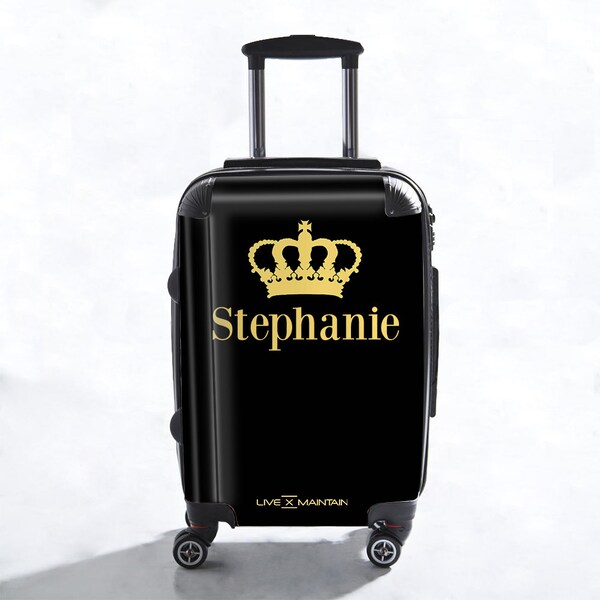 Valise Vintage Crown – Bleue, Coque Dure, Années 1960, Pour Déco Ou Voyage