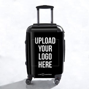 Gepersonaliseerde koffer met logo uploaden | Cabinekoffer | Op maat gemaakte koffer | Upload je foto | Aangepaste bagage | Bagage | Aangepast logo
