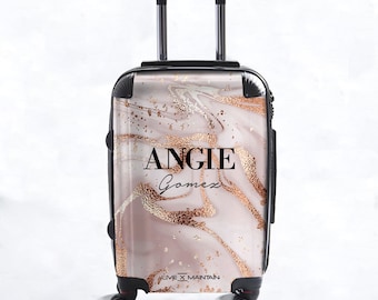 Personalised Liquid Marble Name Initials Suitcase | Cabin Suitcase | Custom Suitcase | Marble Suitcase | Custom Luggage| Personalize Luggage