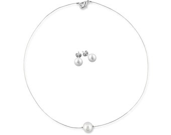 Brautschmuck Set Perlen, Hochzeitsschmuck 925 Silber, Kette Perlenohrringe Hochzeit, Schmuckset Braut Perlenschmuck, Accessoires Geschenkbox