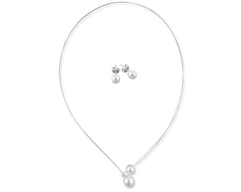 Ensemble de bijoux de mariée Perles, Bijoux de mariage 925 Argent, Collier Boucles d’oreilles en perles Mariage, Ensemble de bijoux Mariée, Bijoux en perles, Accessoires de mariée