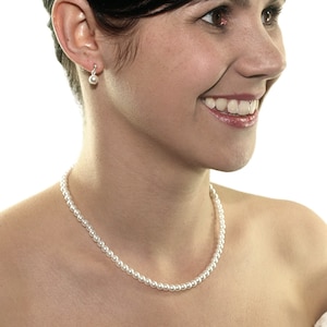 Collana di perle 38 cm, perle 5 mm crema bianca, collana di perle, piccola collana di perle corta, argento 925, gioielli da sposa, gioielli da sposa, accessorio