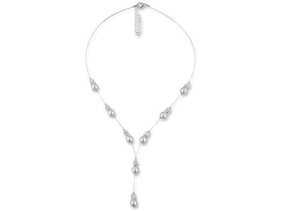 Alpenflüstern Collier Perlen-Trachtenkette Trachtenstein (creme-weiß