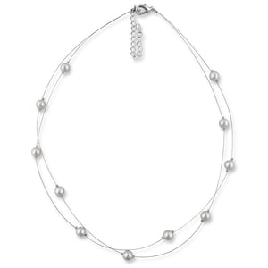 Collana di perle da sposa a più fili, argento 925, piccole perle bianche crema, portagioielli, collana di perle da sposa, collana nobile con perle, collana
