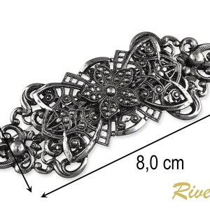 Rivelle Damen Trachten Haarspange – Vintage Design In Alt Silber, 10 Cm Lang, Handgefertigt In Deutschland, Mit Französischer Mechanik
