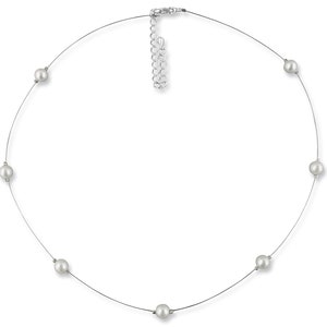 Collana di perle, piccole perle bianco crema, argento 925, portagioielli, collana di perle, collana d'argento con perle, collana da sposa, gioielli da sposa