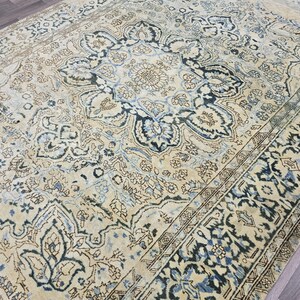 8x11 feet Neutral Turkish Vintage Area Rug - Oushak Rug 8x11 - Distressed Wool Rug - Persian Geometric rug 8x11 - Boho Decor Rug