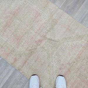 3x14 Long Neutral Turkish Runner Rug - Long Hallway Runner Rug - Vintage Oushak Runner - Stair Rug Runner - Muted Rug Runner / 2.90x14 feet