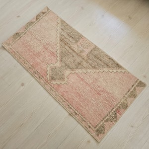 Rosa Vintage türkische Fußmatte - Wolle Oushak Badematte 2x4 // 1.8x3.7 Fuß