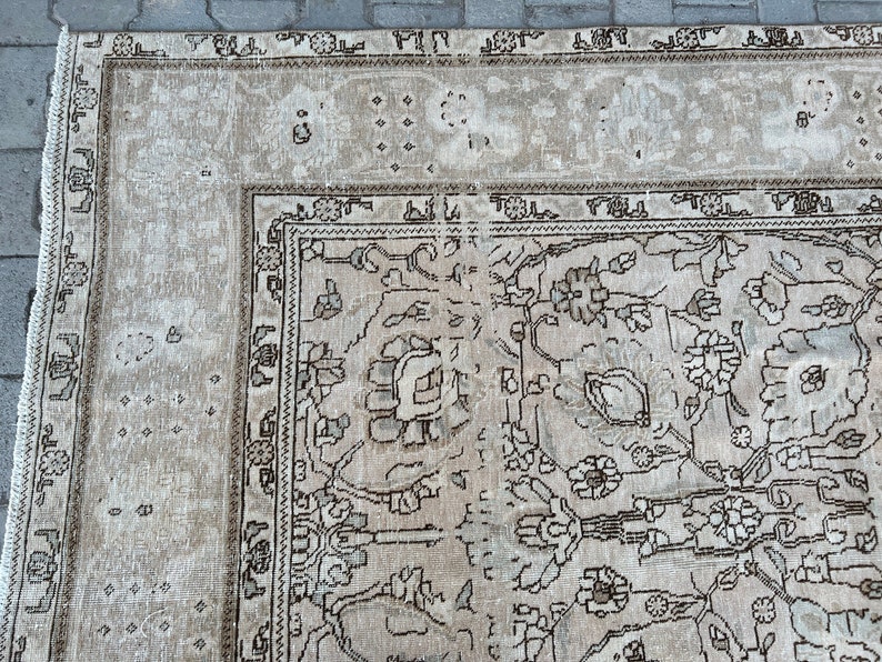 Area Rug 10x12 Neutral Vintage Rug 10x12 Oversize Oushak Rug Extra Large Muted Rug Faded Overall