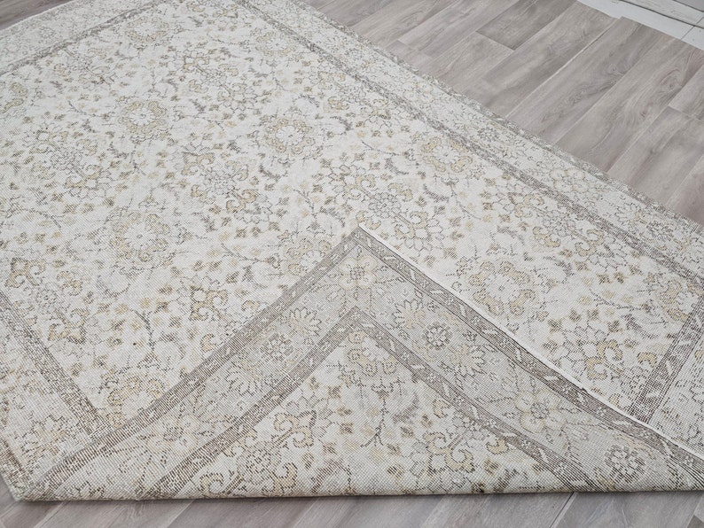 6x9 Neutral Turkish Area Rug for Under Bed, Home Office and Diningroom