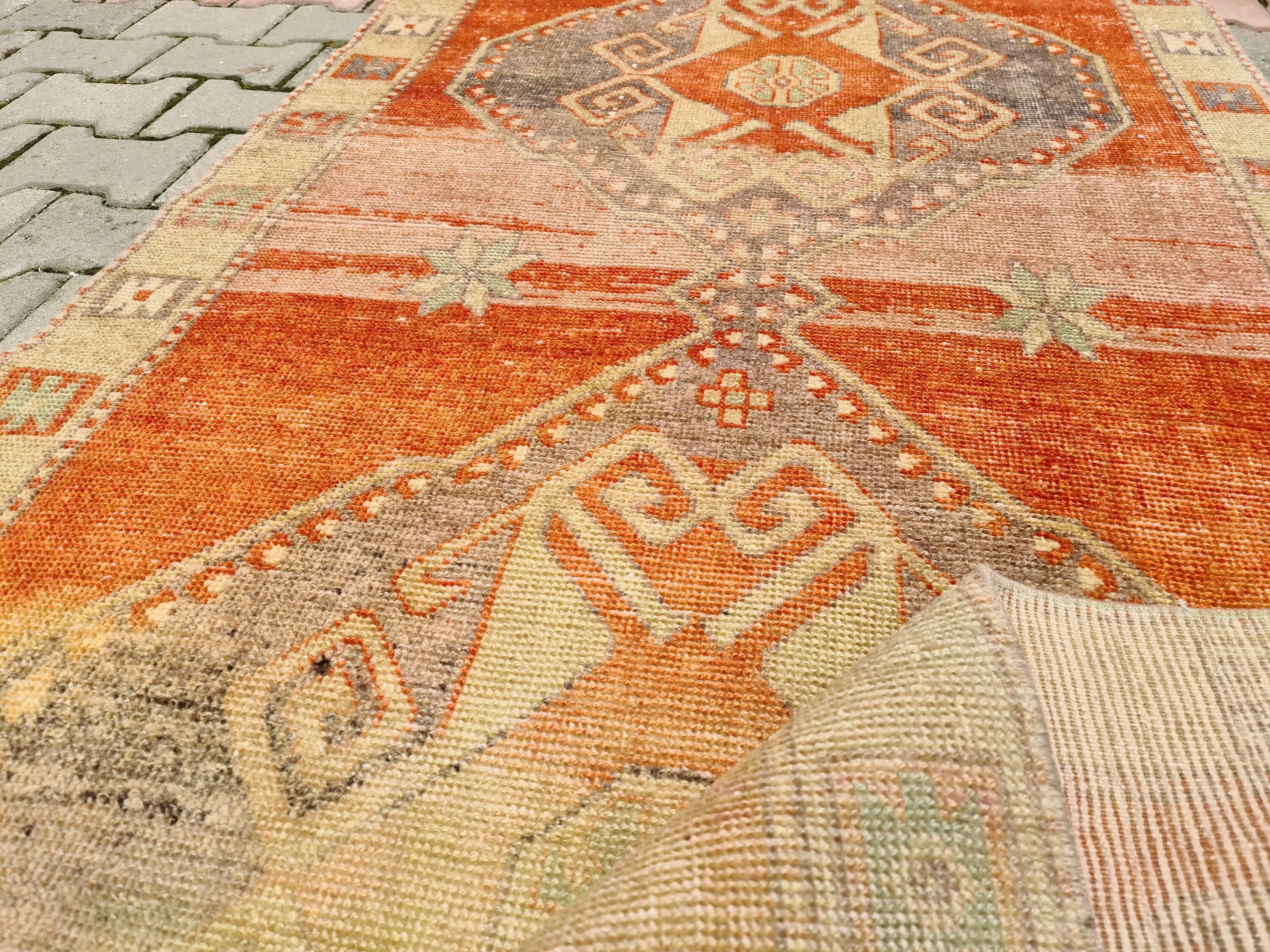 Antique Runner Rug 3.5 x 12.8 feet Wide Runner Rug Faded Etsy