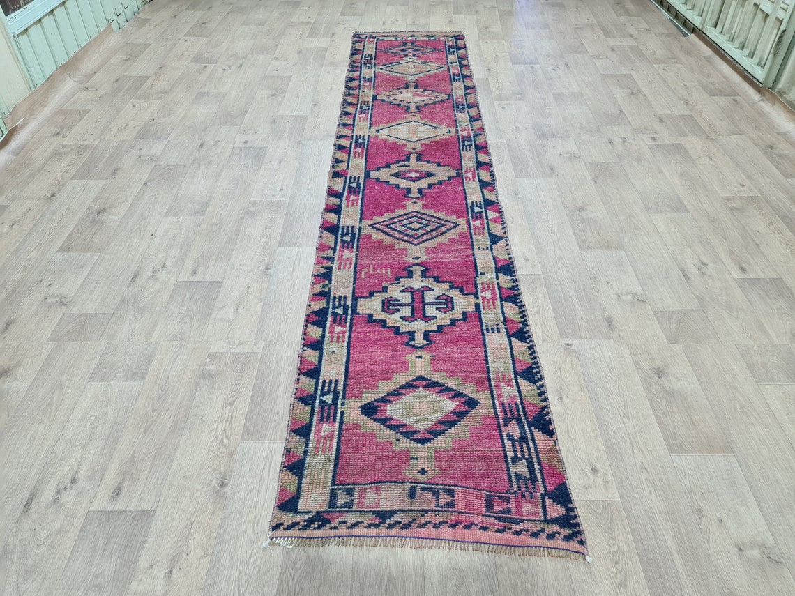 Muted Vintage Rug Runner/ 2.4X11.8 feet/ Oushak Runner/ Wool Etsy